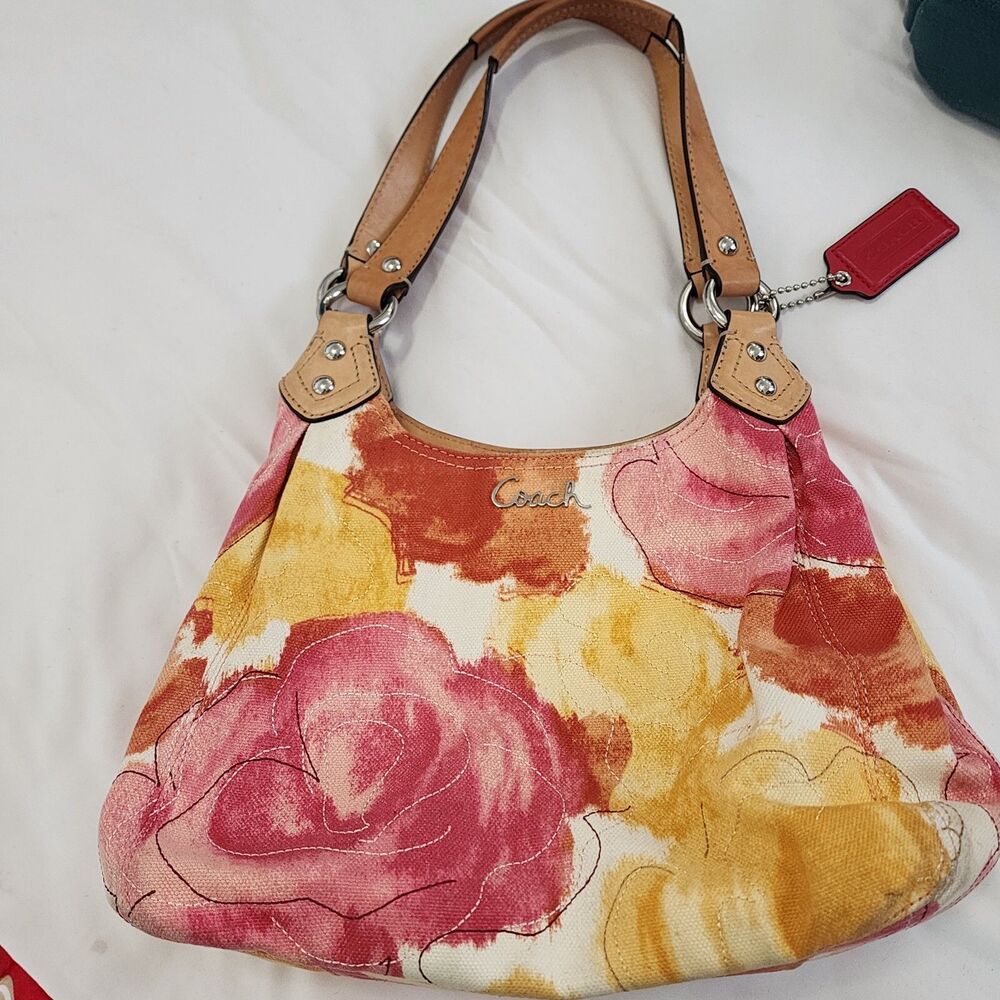 Coach F21897 Ashley Multicolor Floral Print Hobo Shoulder Bag Purse Canvas RARE
